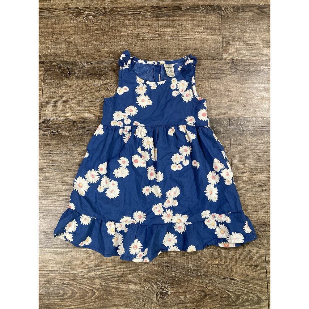 OshKosh B’gosh Girls Toddler Blue Floral A Line Sundress Size 2T